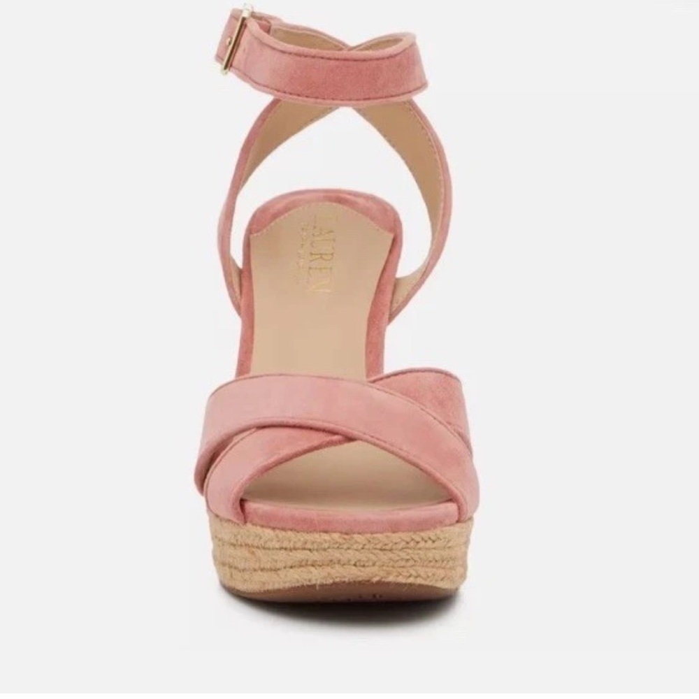 Woman's Lauren Ralph Lauren Pastel Pink Leather Sasha Platform Sandal Size 7 New - Picture 4 of 9